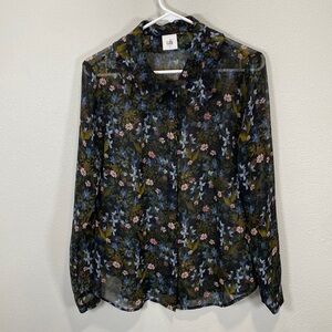 Cabi 3593 floral blouse sheer fairy‎ whimsical cottagecore